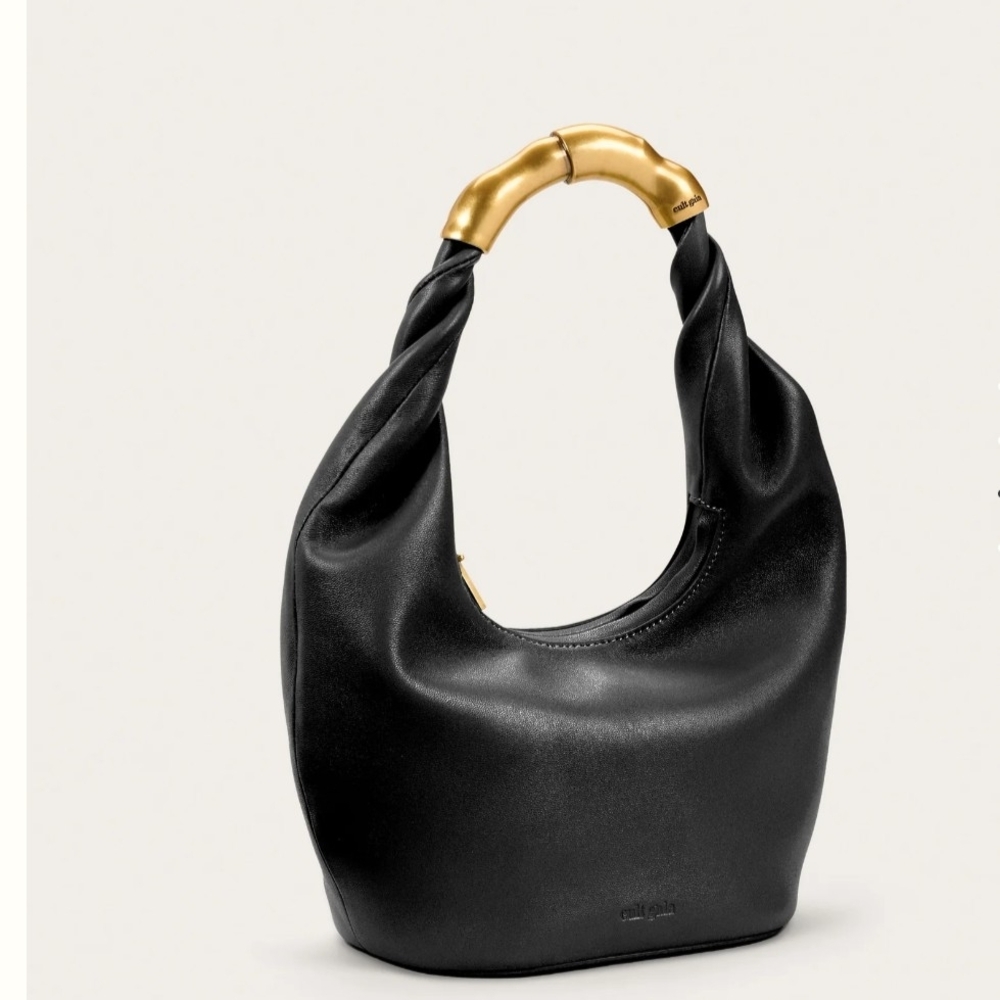 Cult Gaia Black Mini Hobo Bag with Gold Handle. - Picture 3 of 16